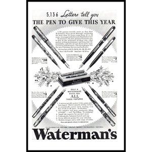 1934 Waterman's Fountain Ink Pen Gift Set Vintage Print Ad Wall Art Photo